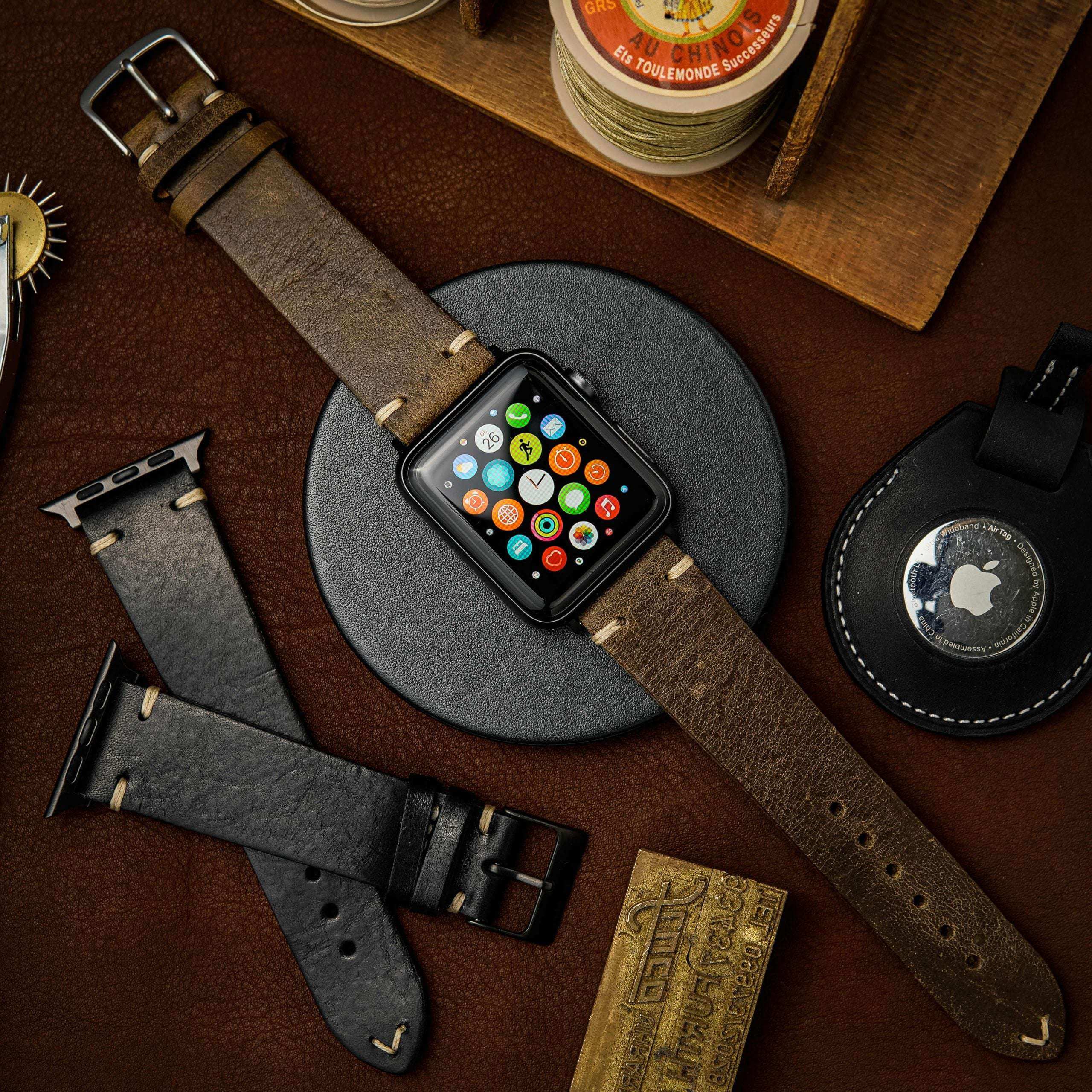 Hunter Apple Watch Armband Leder Olive - Image 4