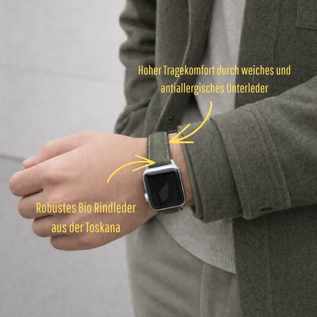Apple Watch Lederarmband Casablanca – Olivegrün - Image 2