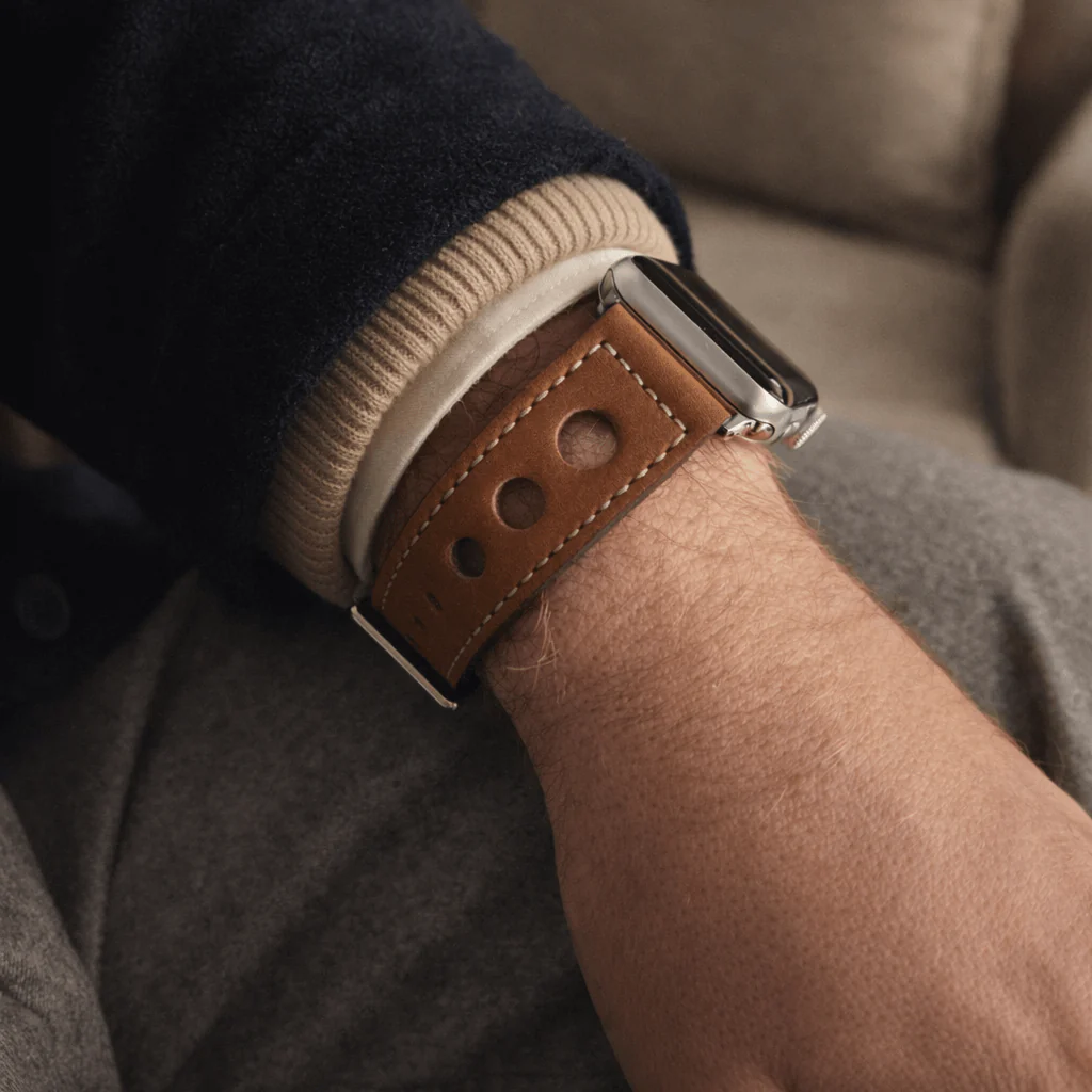 Cognac Rallye Apple Watch Lederarmband im Panerai-Stil - Image 4