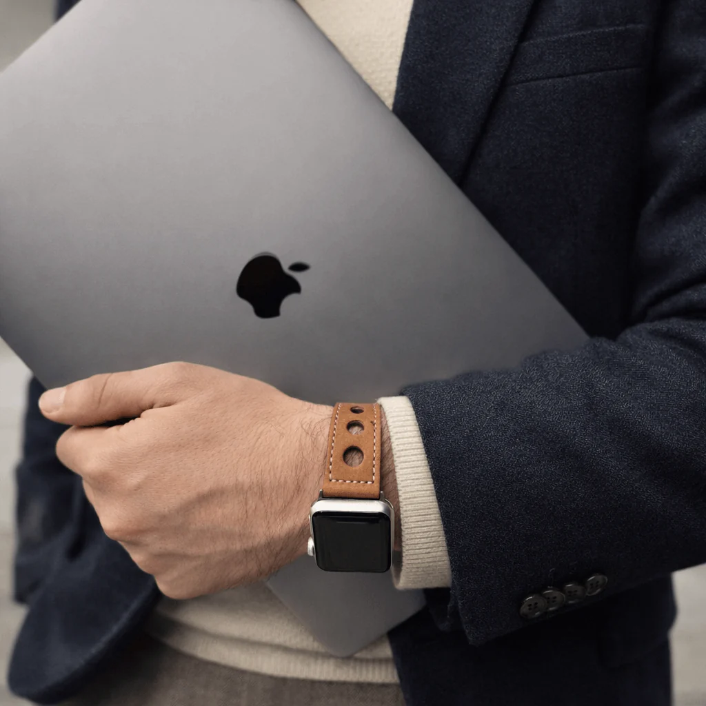 Cognac Rallye Apple Watch Lederarmband im Panerai-Stil - Image 5