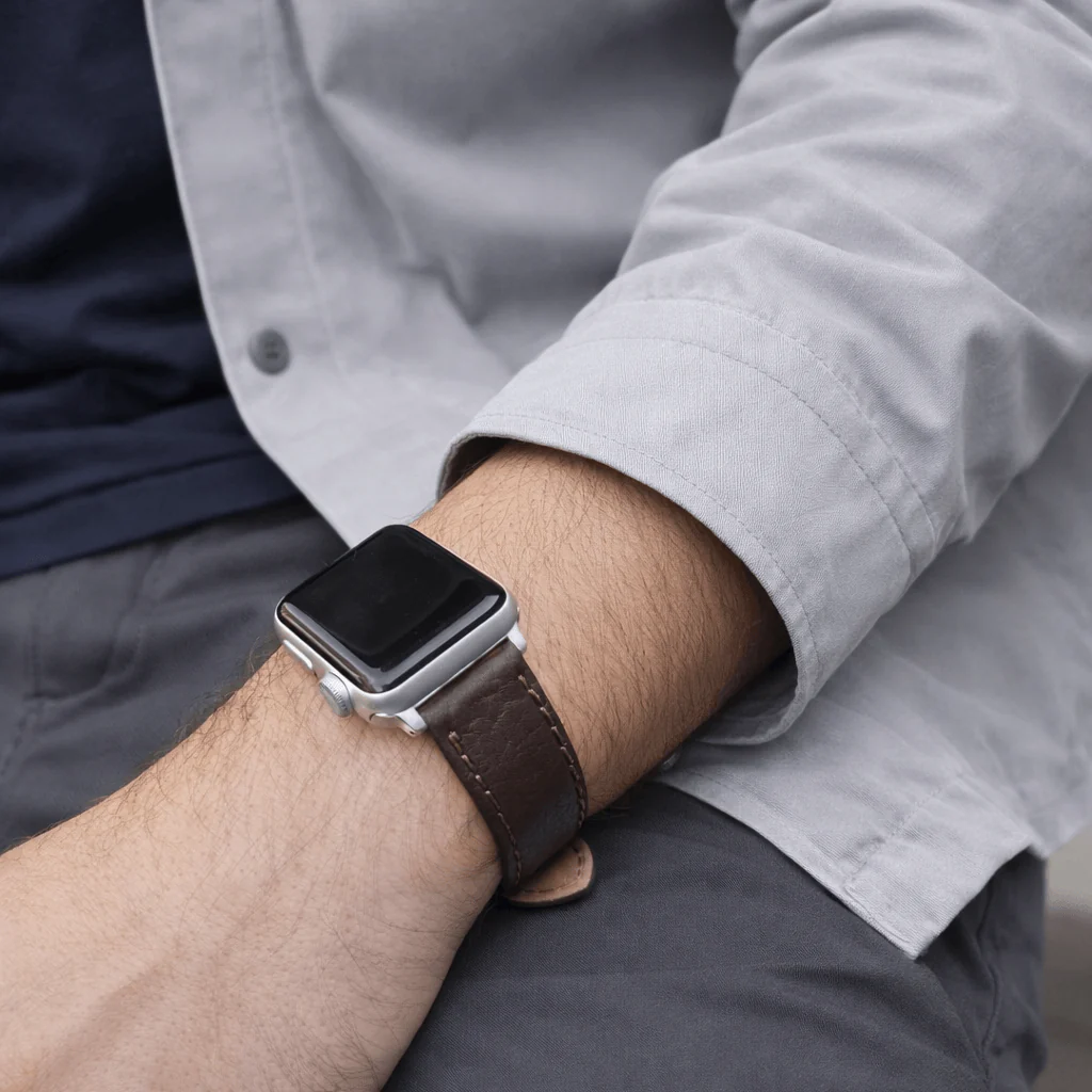 Apple Watch Stierlederarmband Torro Modern Dunkelbraun - Image 3