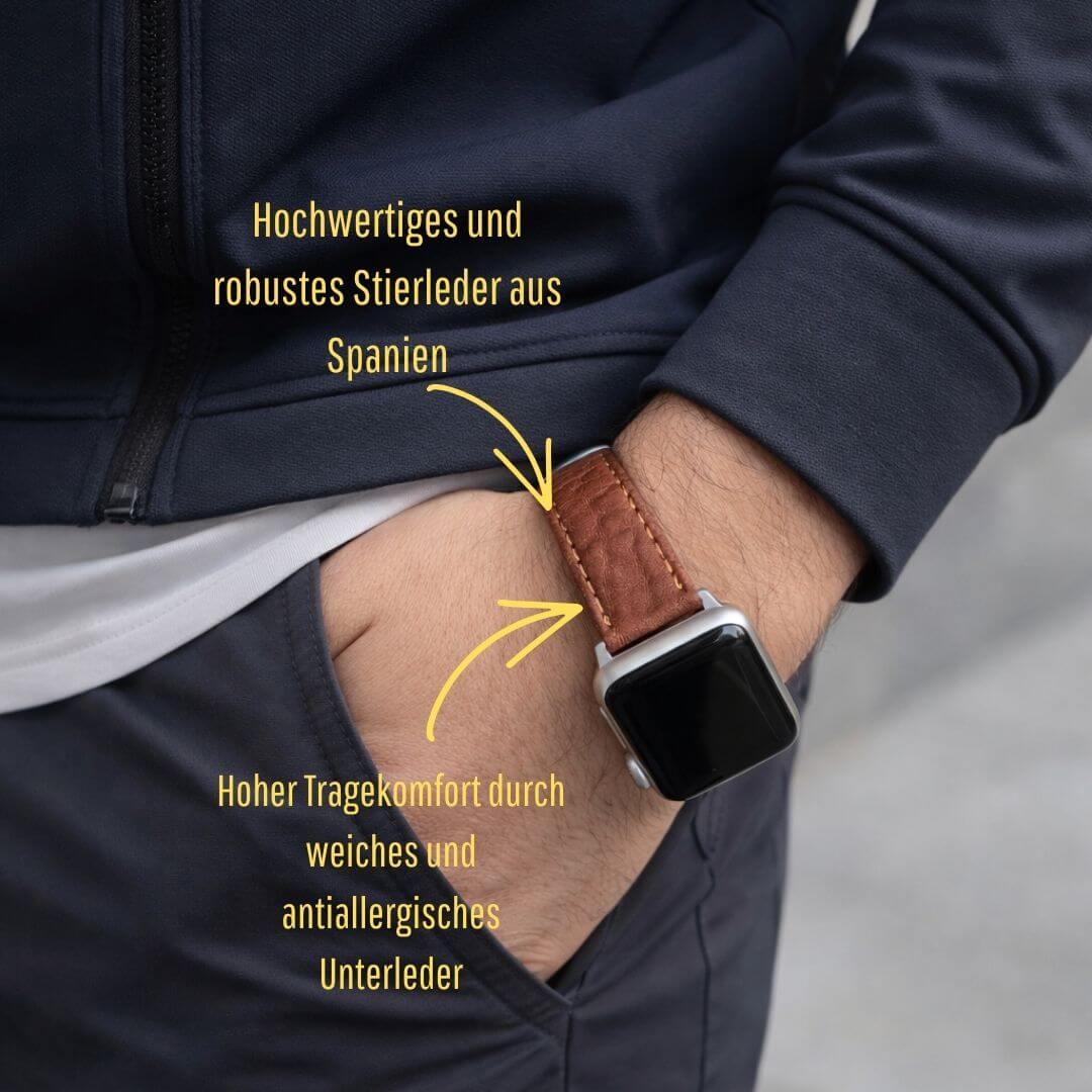 Apple Watch Stierlederarmband Torro Modern Hellbraun - Image 2