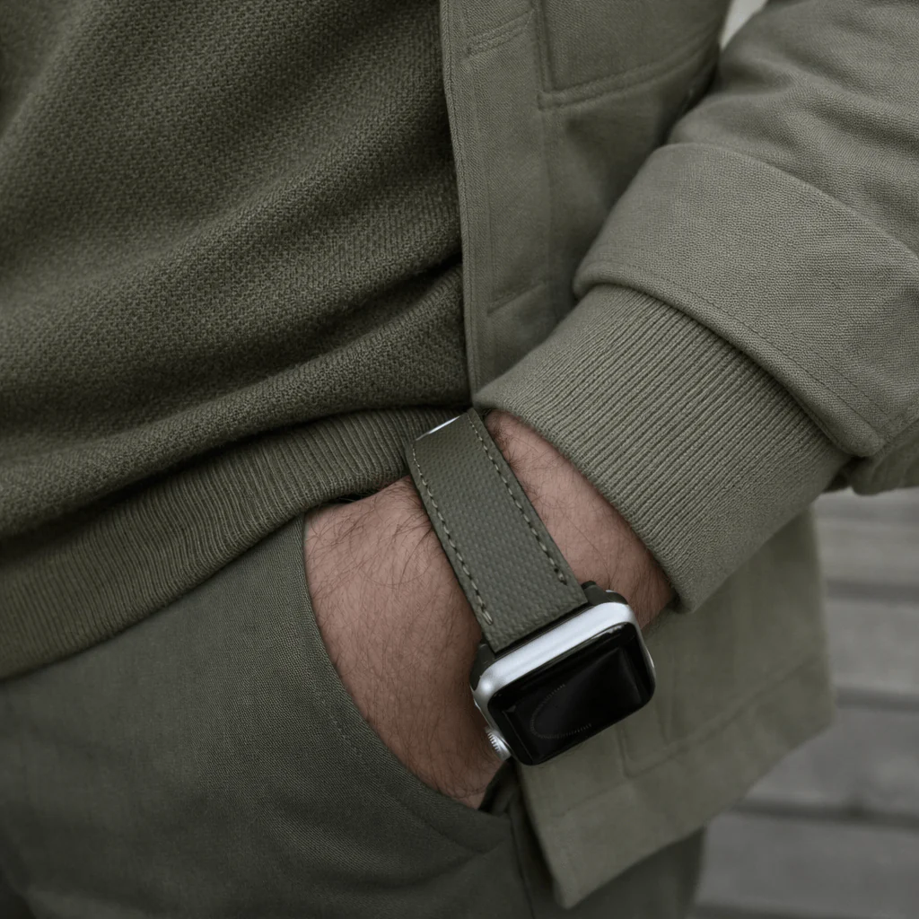 Olivgrünes Apple Watch Lederarmband Wasserfest | Nautilus - Image 4