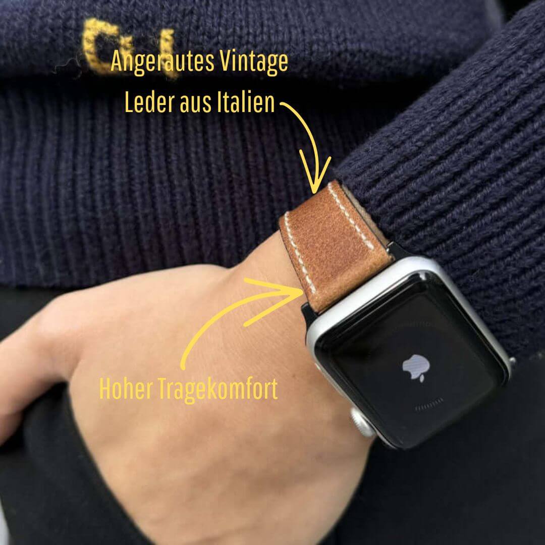 Apple Watch Lederarmband Vintage – Hellbraun - Image 2