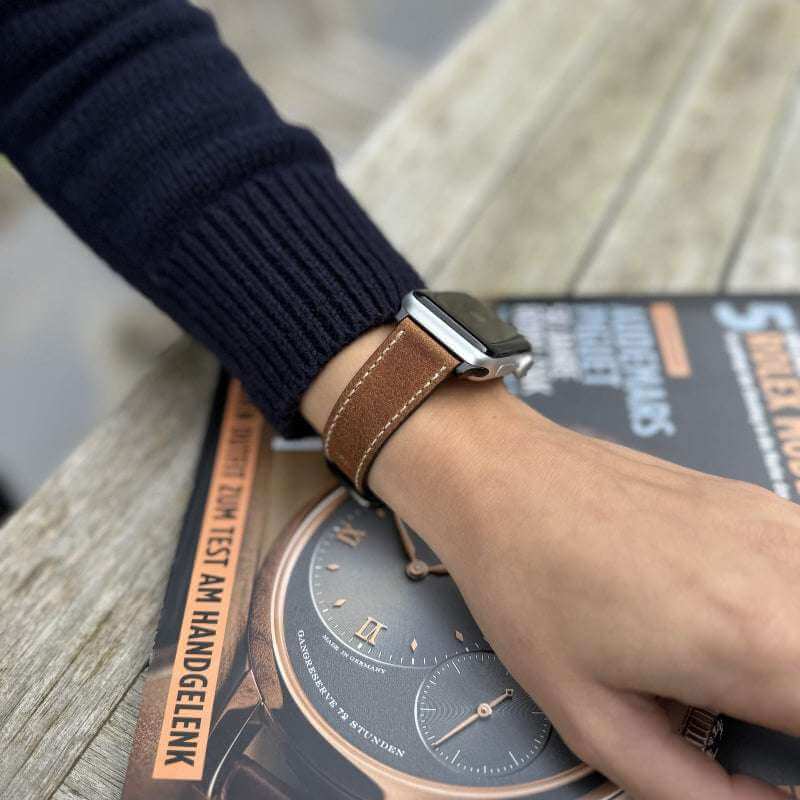 Apple Watch Lederarmband Vintage – Hellbraun - Image 9