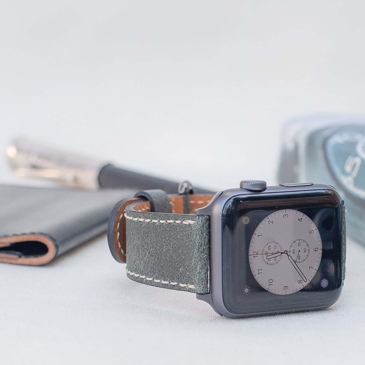 Apple Watch Lederarmband Vintage – Dunkelgrün - Image 6
