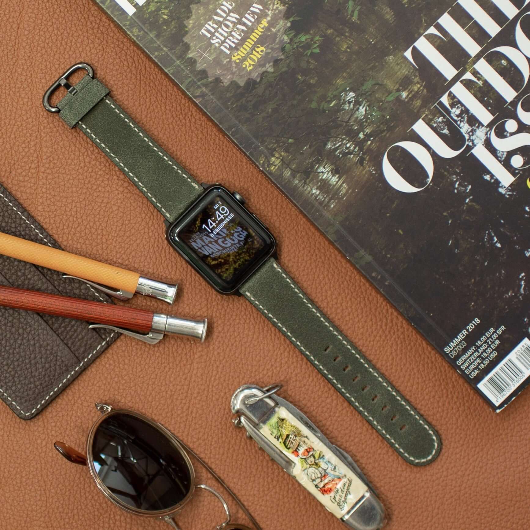 Apple Watch Lederarmband Vintage – Dunkelgrün - Image 7