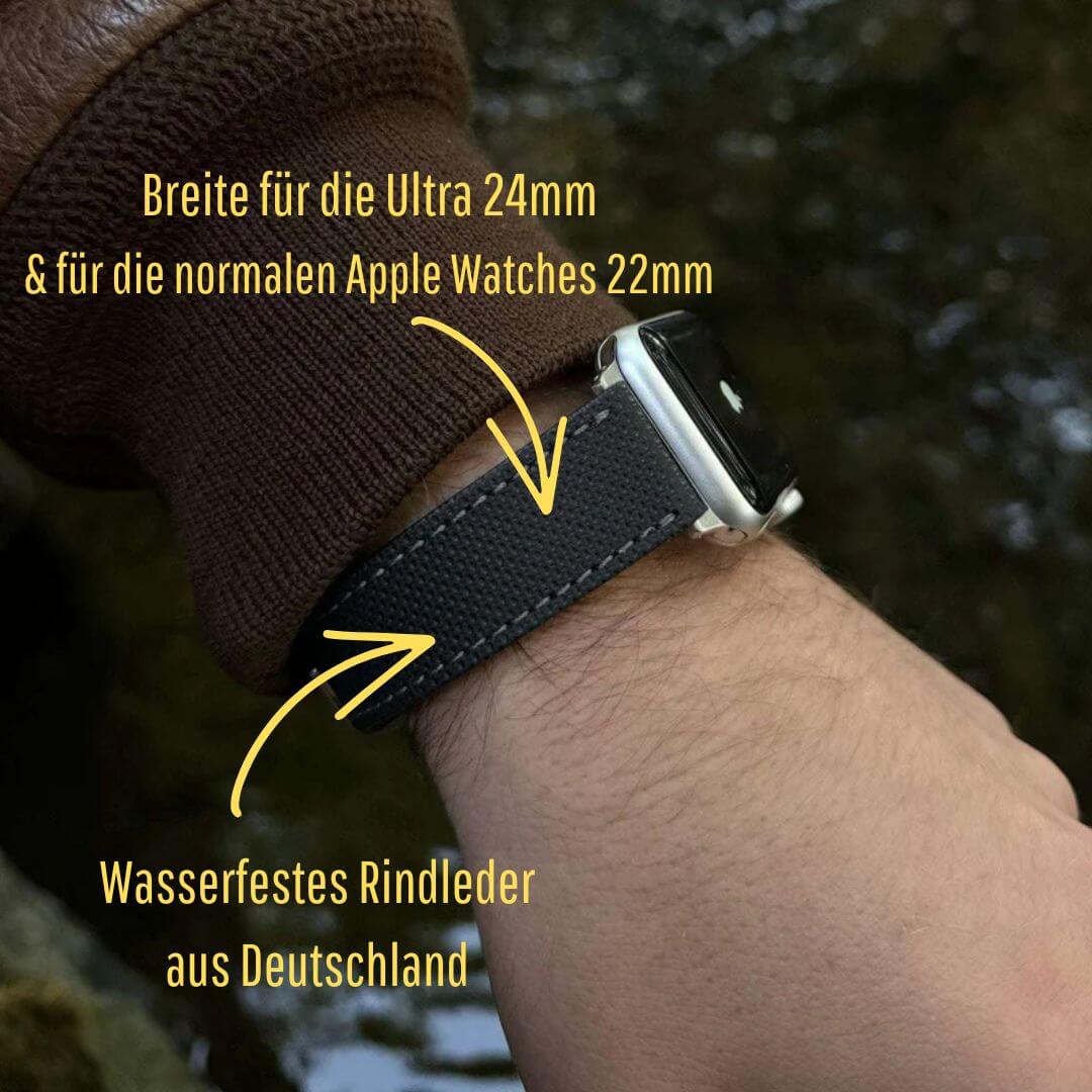 Nautilus Apple Watch Lederarmband – Schwarz, Wasserfest - Image 8