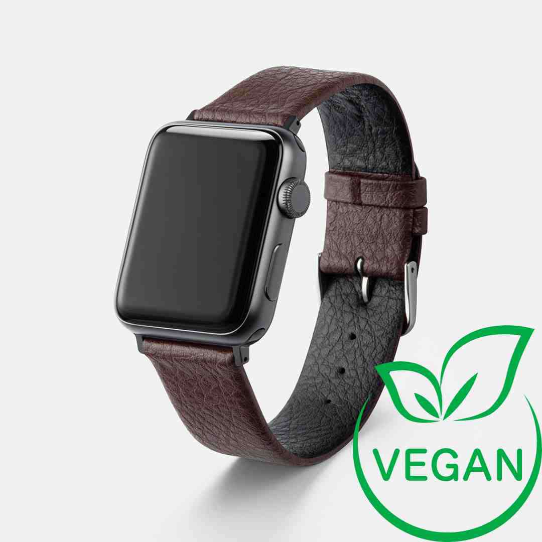 Apple Watch Lederarmband Vegan aus Weinleder – Dunkelbraun - Image 3
