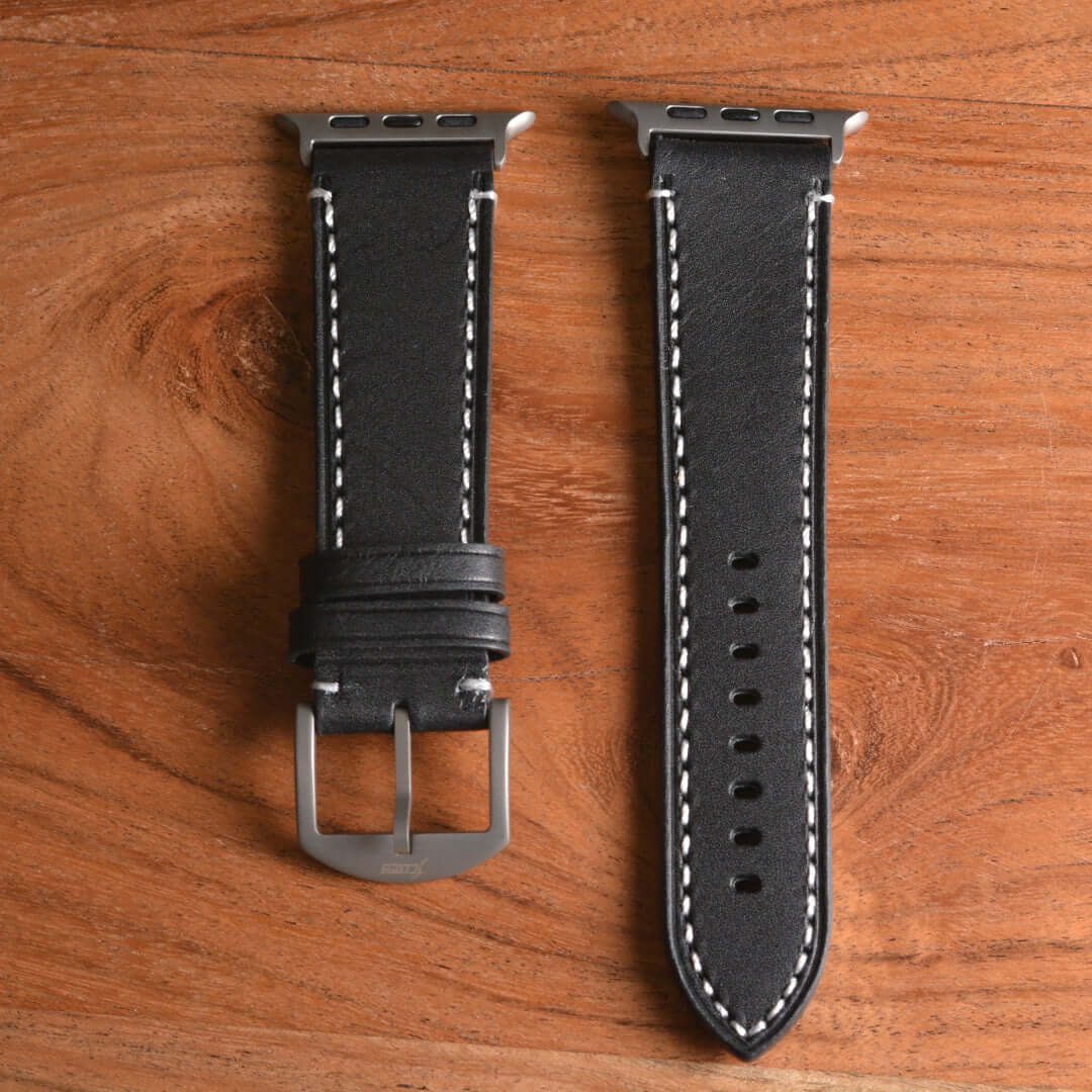 Apple Watch Ultra Lederarmband – Schwarz, extra breit 24 mm - Image 4