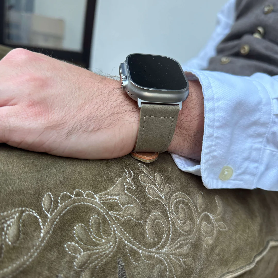 Beiges 24mm Apple Watch Ultra Lederhosen Armband – aus altsämisch gegerbtem Hirschleder - Image 10