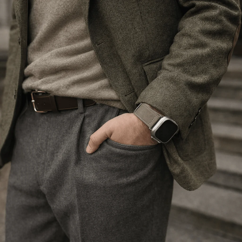 Beiges 24mm Apple Watch Ultra Lederhosen Armband – aus altsämisch gegerbtem Hirschleder - Image 5