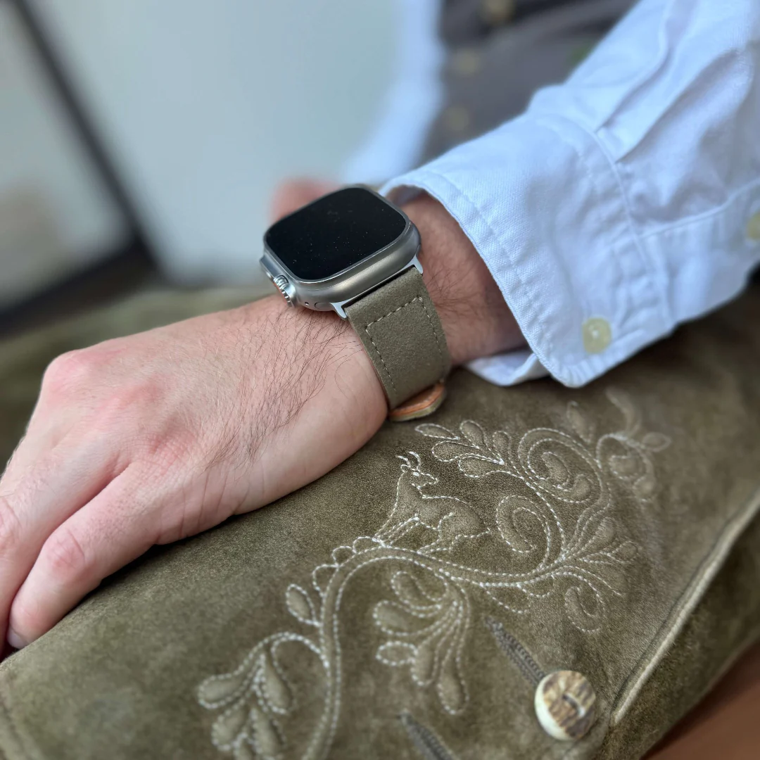 Beiges 24mm Apple Watch Ultra Lederhosen Armband – aus altsämisch gegerbtem Hirschleder - Image 9