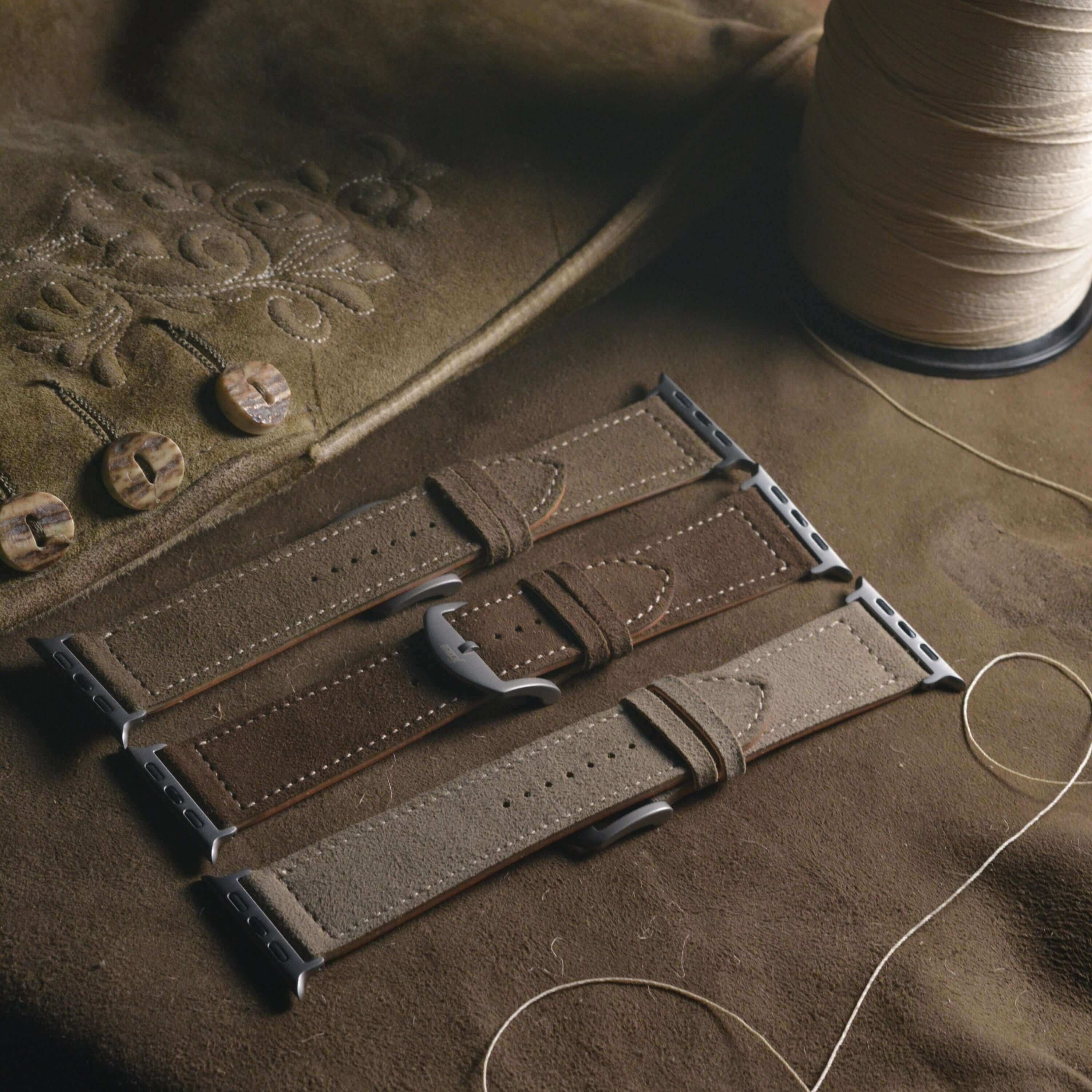 Beiges 24mm Apple Watch Ultra Lederhosen Armband – aus altsämisch gegerbtem Hirschleder - Image 13