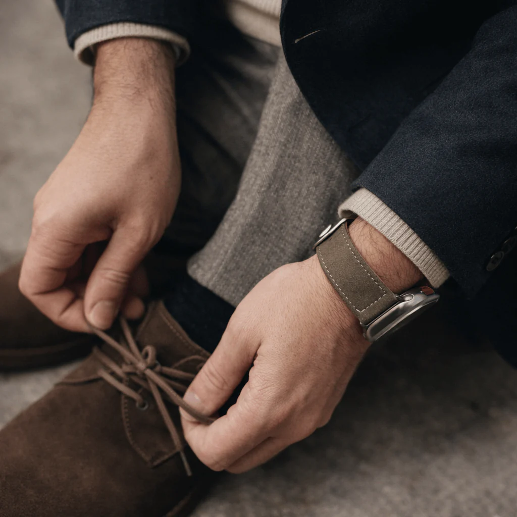 Olivebraun 24mm Apple Watch Ultra Lederhosen Armband – aus altsämisch gegerbtem Hirschleder - Image 3