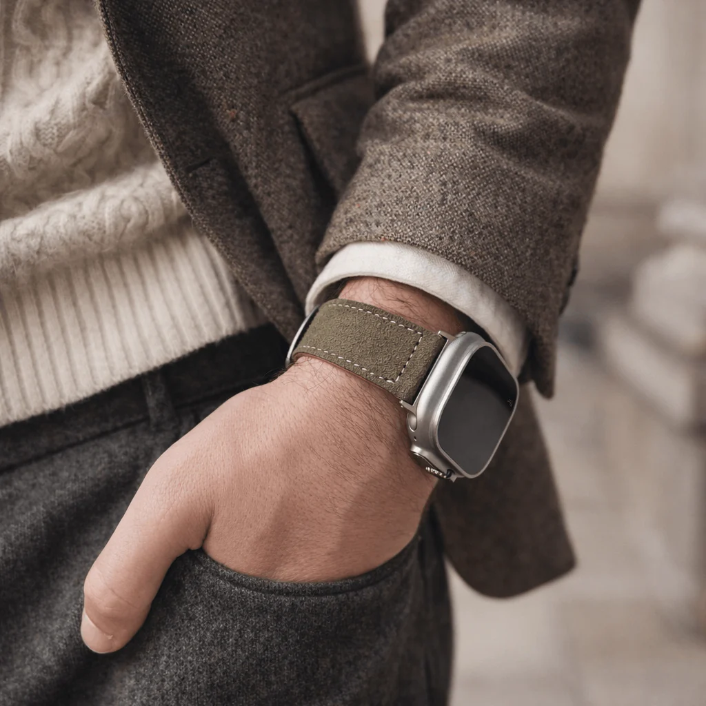 Olivebraun 24mm Apple Watch Ultra Lederhosen Armband – aus altsämisch gegerbtem Hirschleder - Image 4