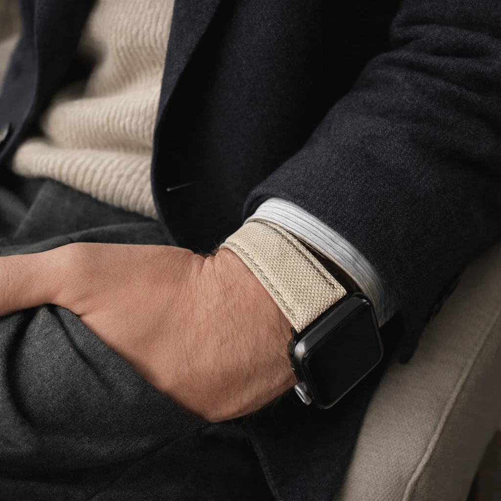 Beige Canvas Apple Watch Band Baumwolle - Image 2