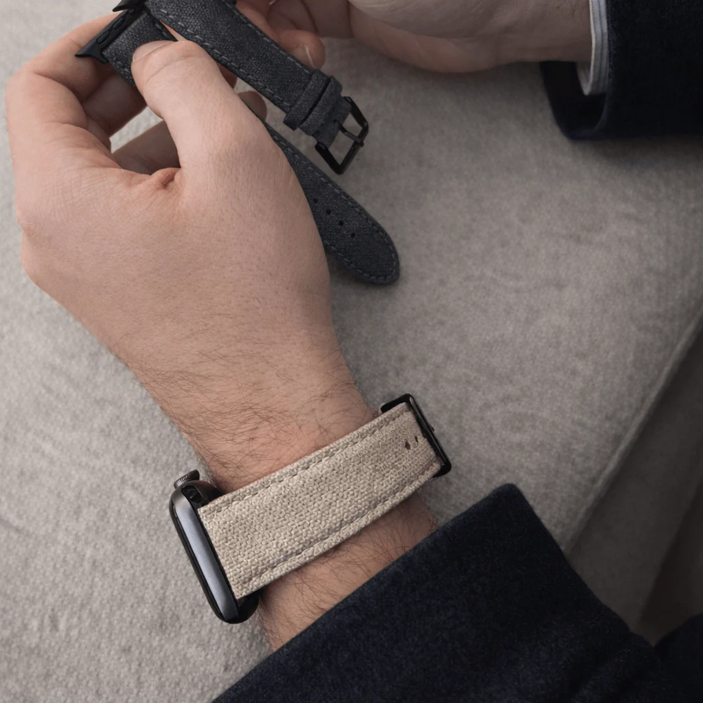 Beige Canvas Apple Watch Band Baumwolle - Image 3