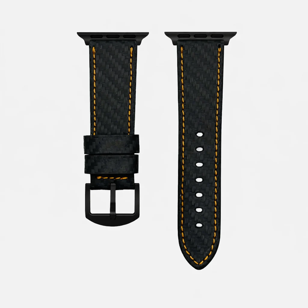 Bergwerk Carbon Orange – Apple Watch Band mit hochwertiger LederCarbon-Struktur - Image 10