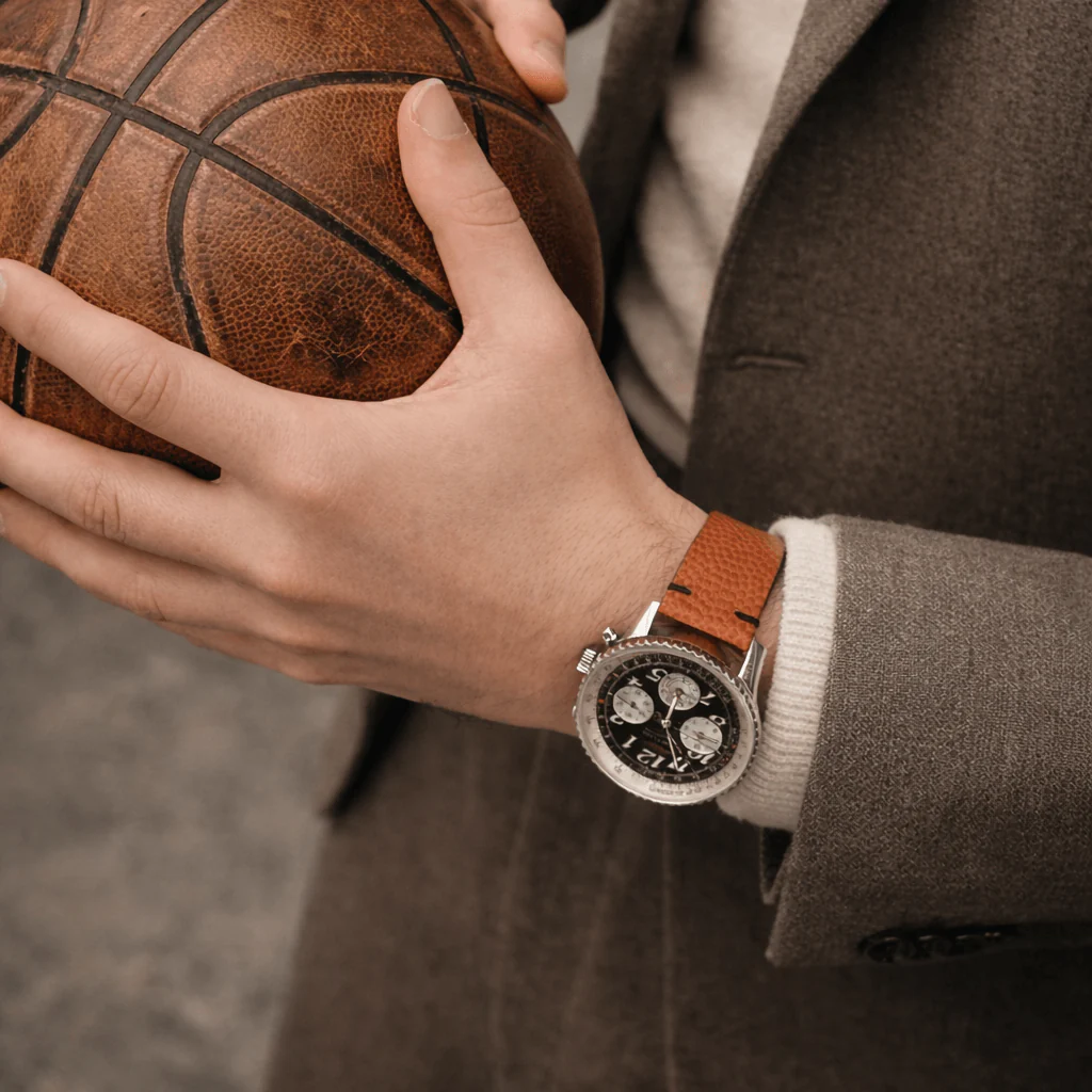 Courtside – Uhrenarmband Handgefertigt aus original Horween Basketballleder - Image 5