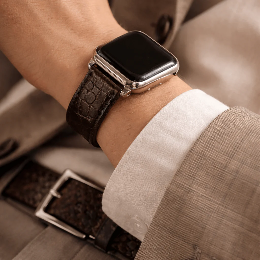 Dunkelbraunes Apple Watch Armband Echt Alligator - Image 3