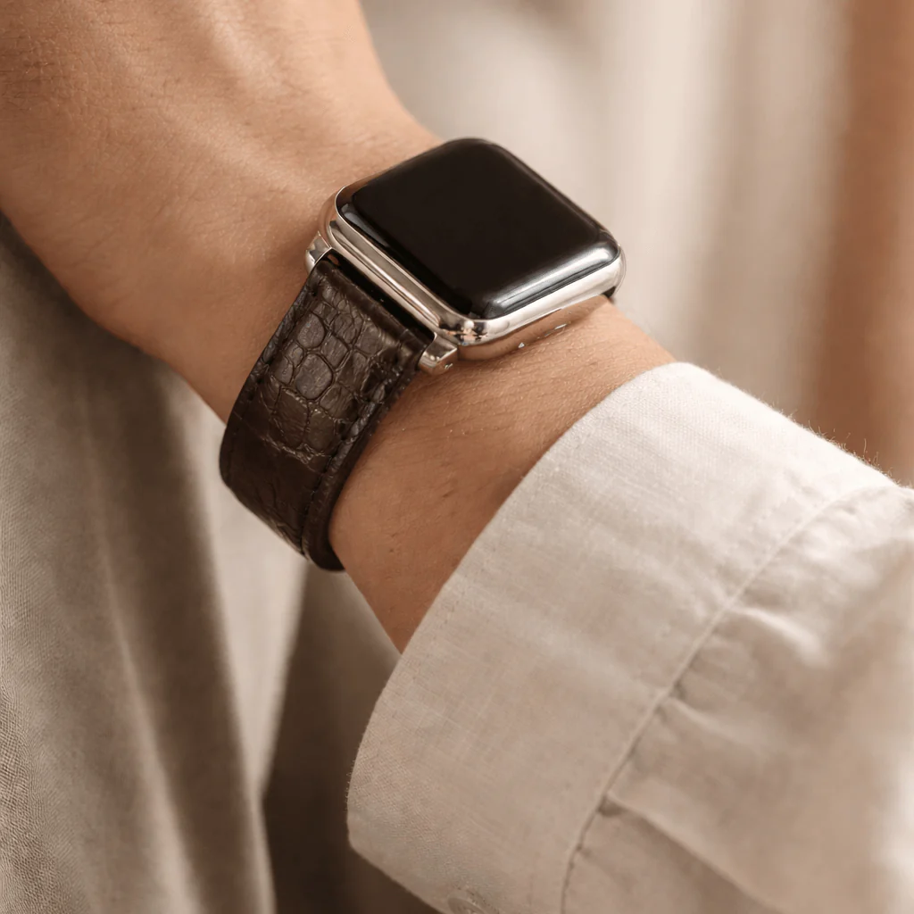 Dunkelbraunes Apple Watch Armband Echt Alligator - Image 4
