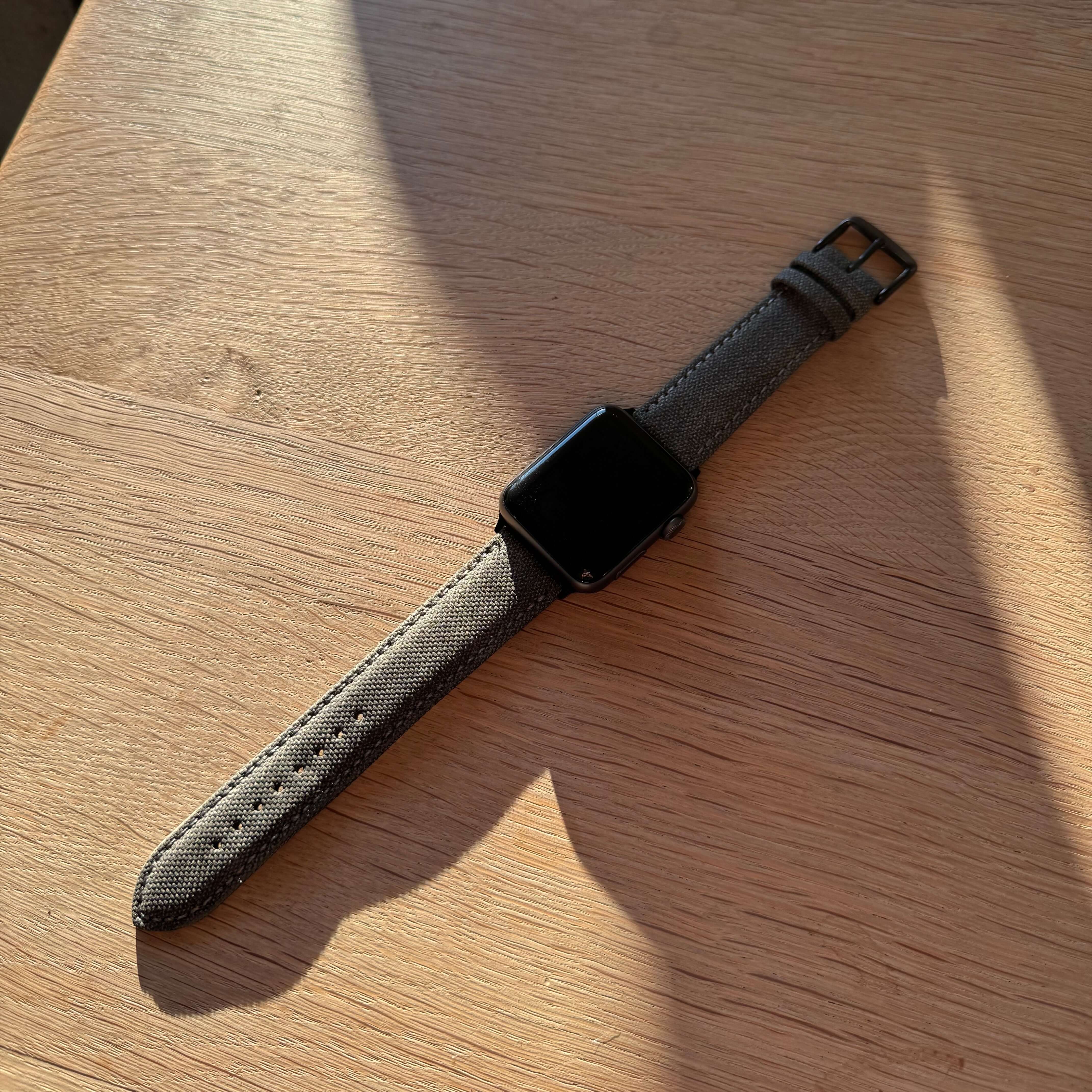 Graues Canvas Apple Watch Band Baumwolle - Image 3