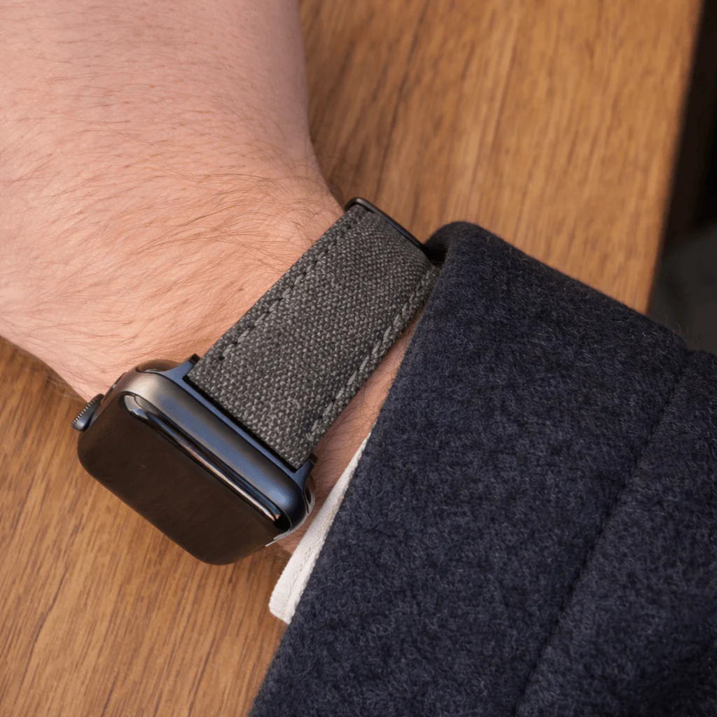Graues Canvas Apple Watch Band Baumwolle - Image 4