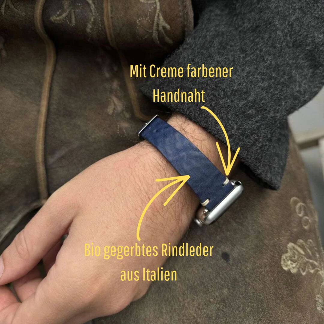 Hunter Apple Watch Armband Leder Blau - Image 2