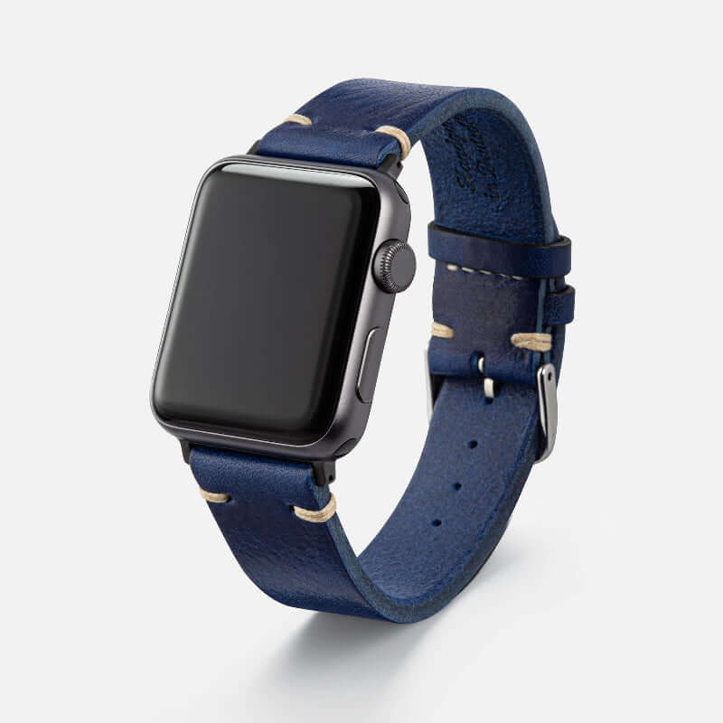 Hunter Apple Watch Armband Leder Blau - Image 4