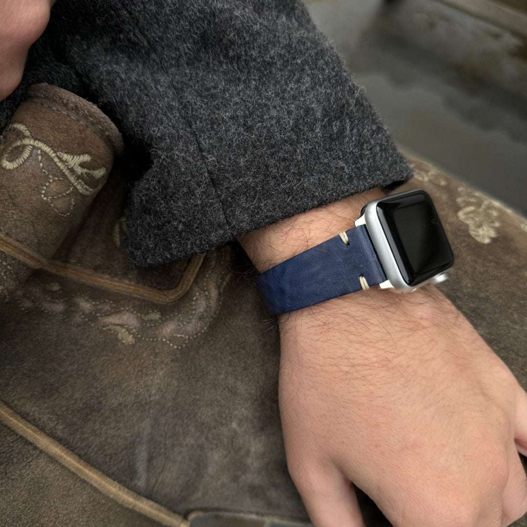 Hunter Apple Watch Armband Leder Blau - Image 5