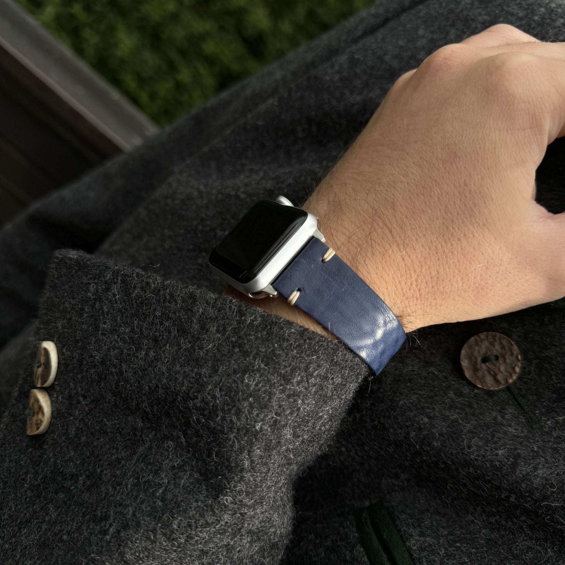 Hunter Apple Watch Armband Leder Blau - Image 6