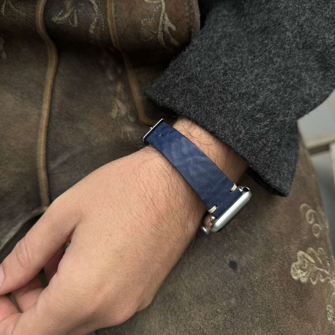 Hunter Apple Watch Armband Leder Blau - Image 7