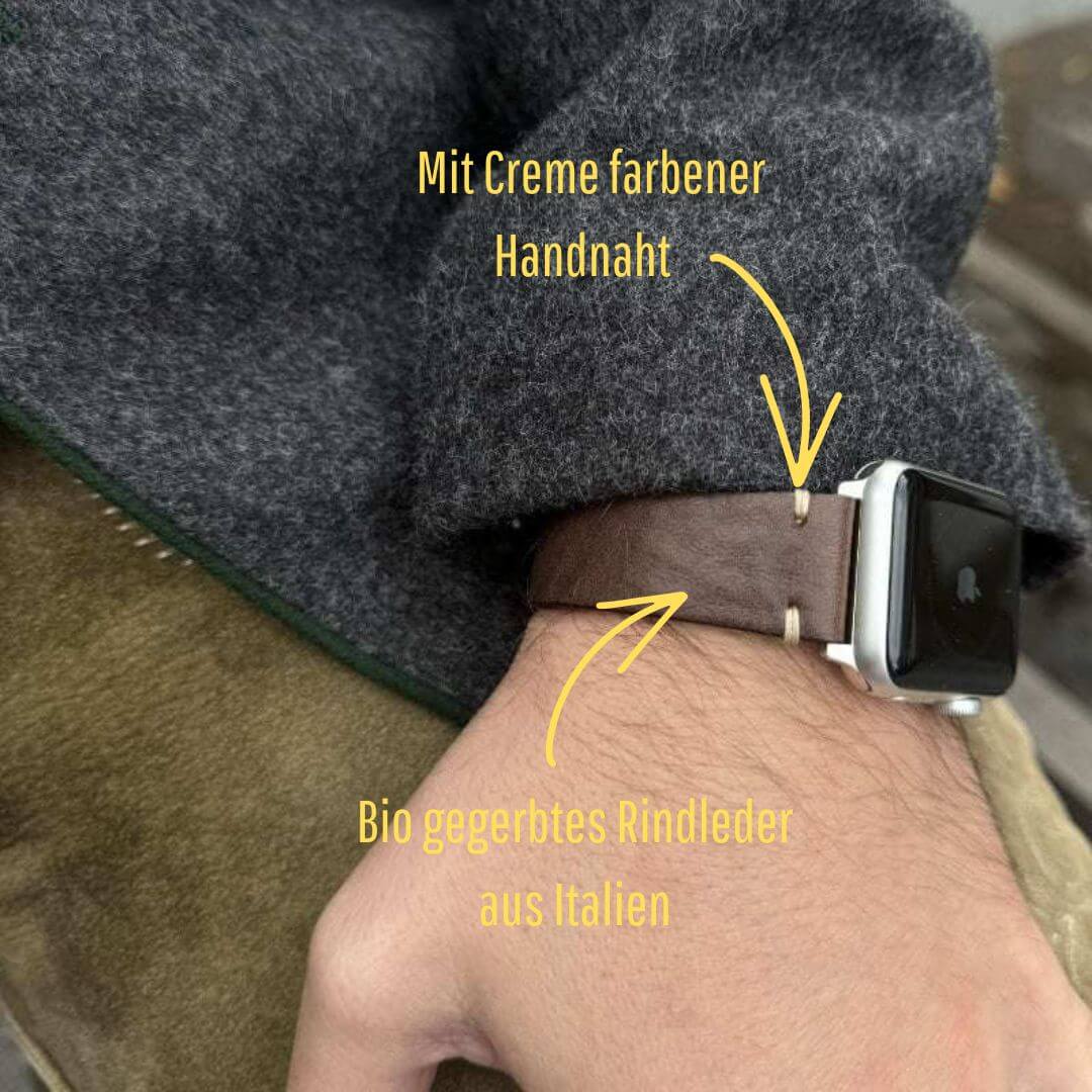 Hunter Apple Watch Armband Leder Dunkelbraun - Image 2