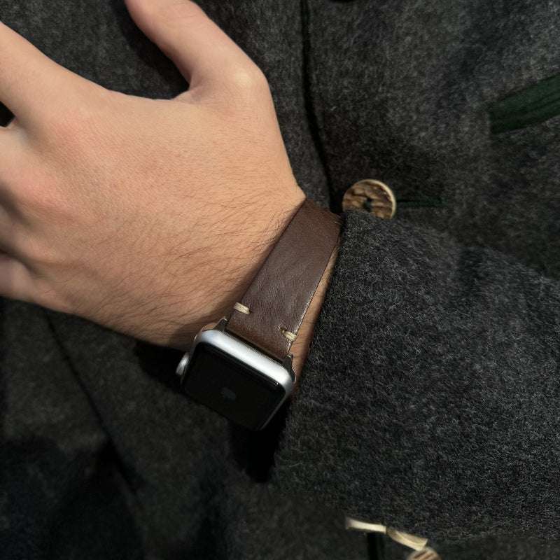 Hunter Apple Watch Armband Leder Dunkelbraun - Image 6