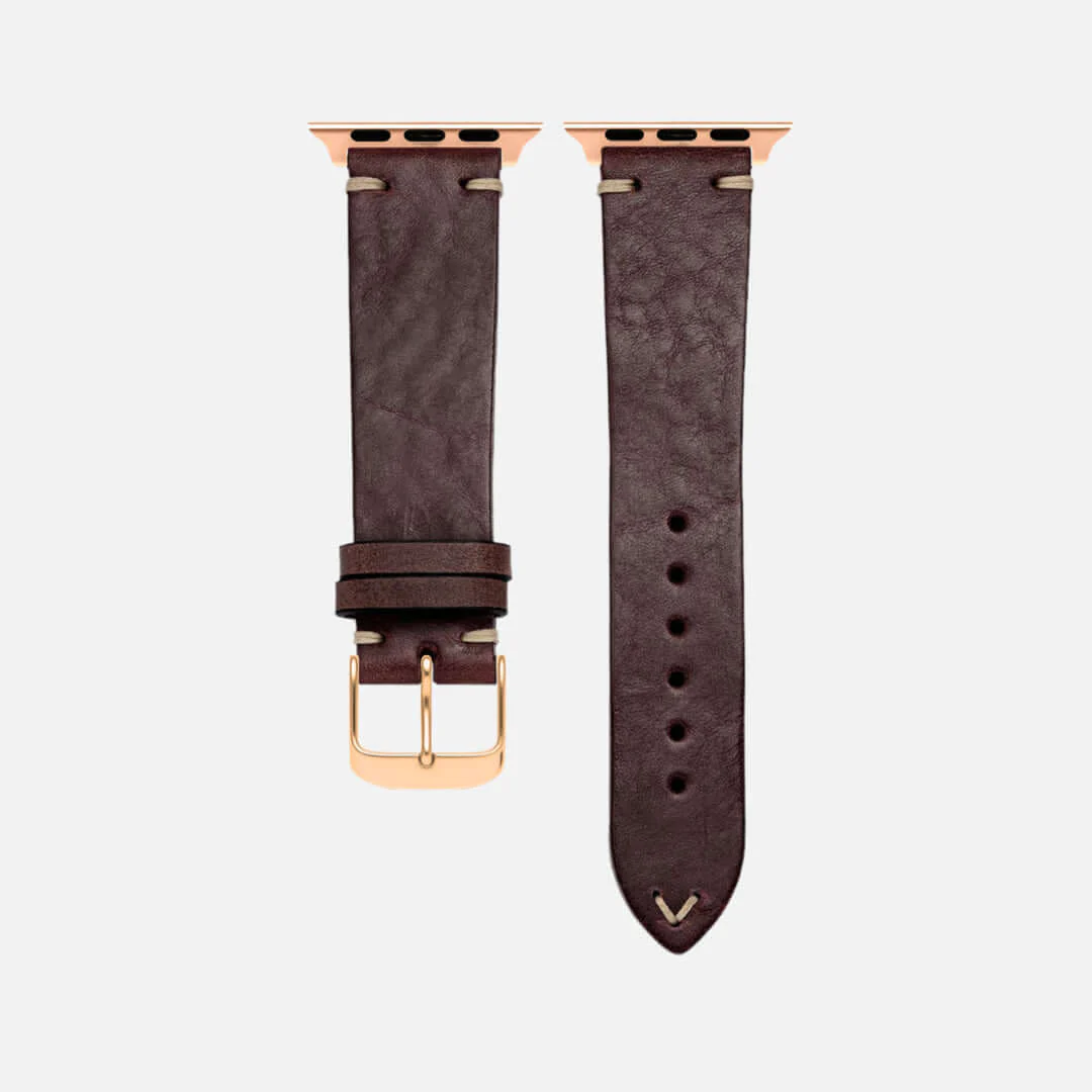 Hunter Apple Watch Armband Leder Dunkelbraun - Image 7