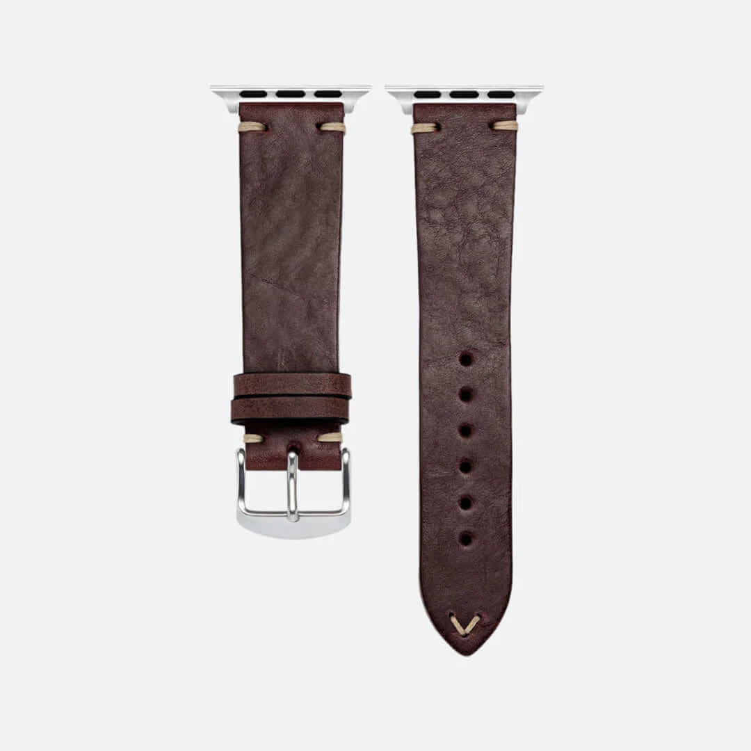 Hunter Apple Watch Armband Leder Dunkelbraun - Image 8