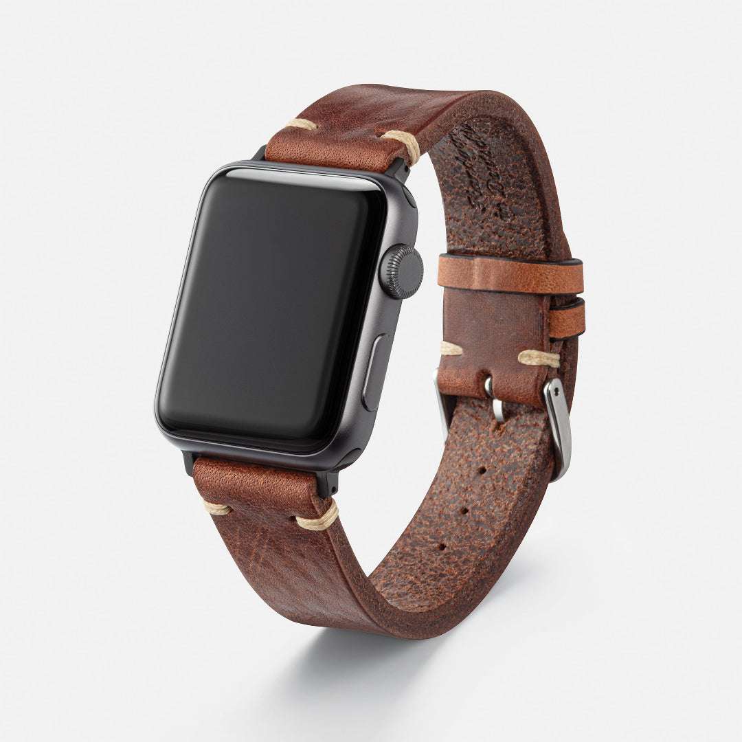 Hunter Apple Watch Armband Leder Hellbraun - Image 5