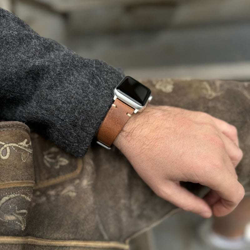 Hunter Apple Watch Armband Leder Hellbraun - Image 8