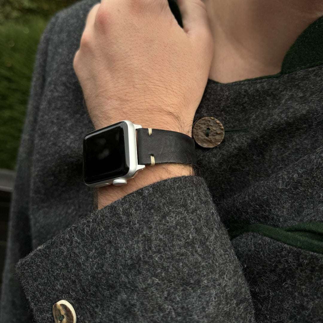 Hunter Apple Watch Armband Leder Schwarz - Image 10