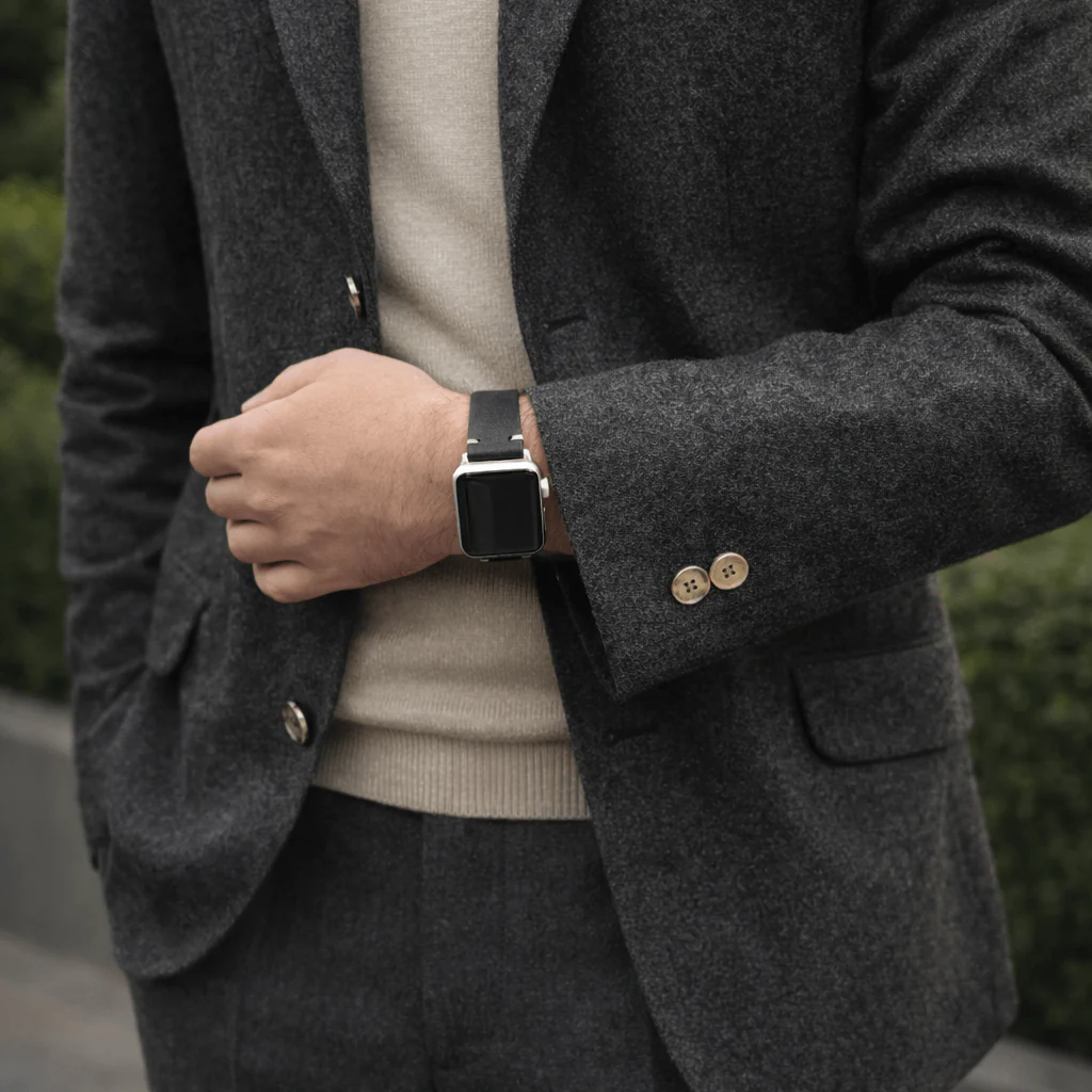 Hunter Apple Watch Armband Leder Schwarz - Image 3