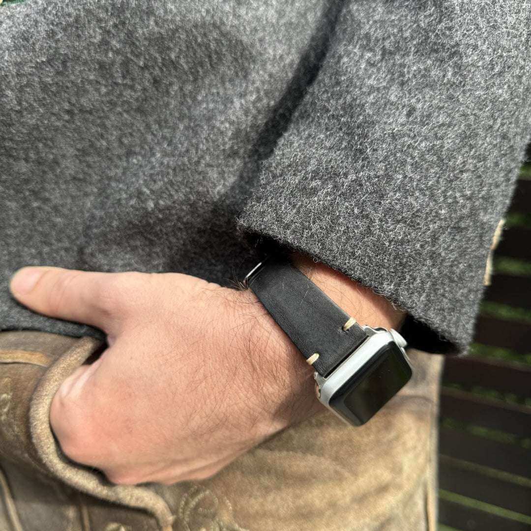 Hunter Apple Watch Armband Leder Schwarz - Image 8