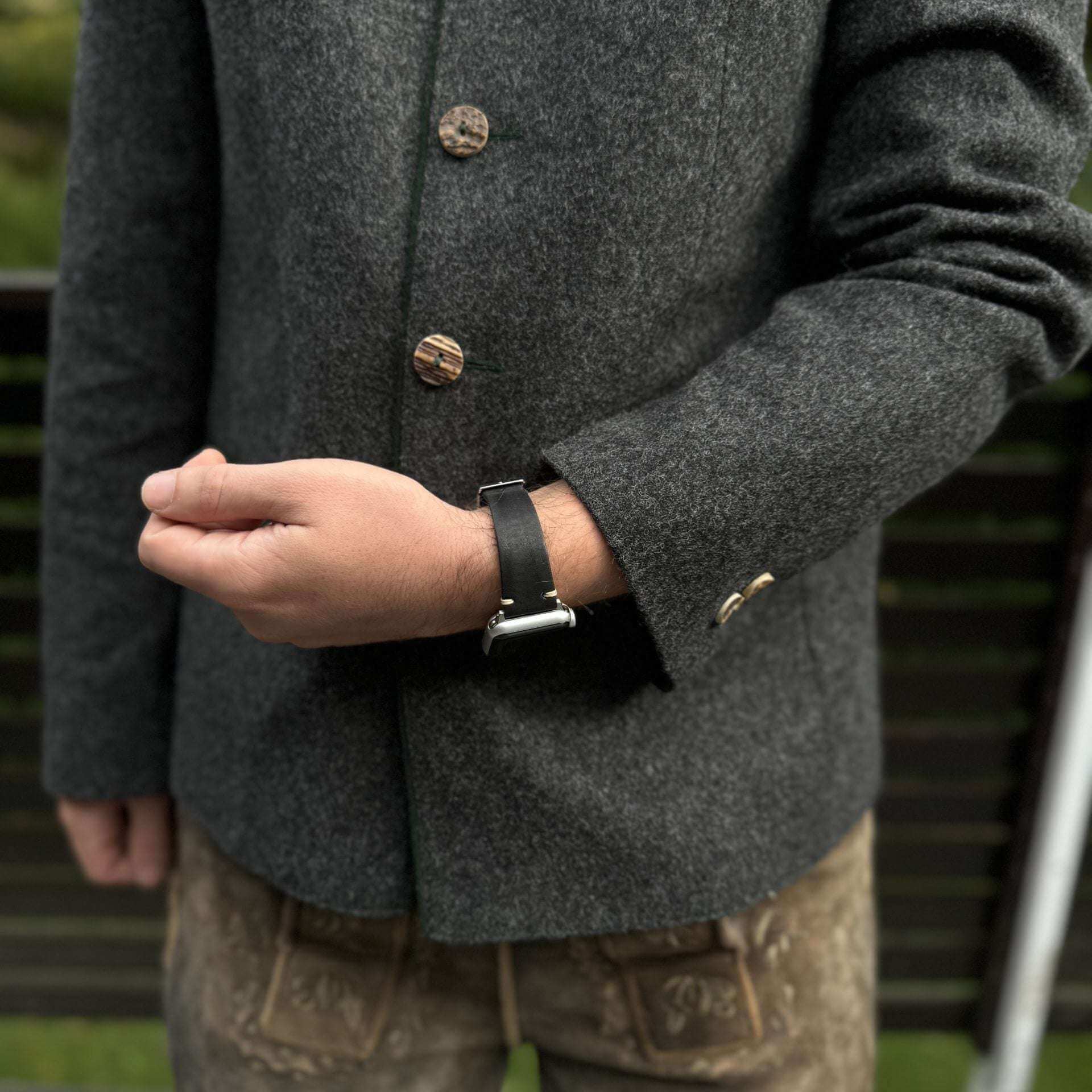 Hunter Apple Watch Armband Leder Schwarz - Image 9