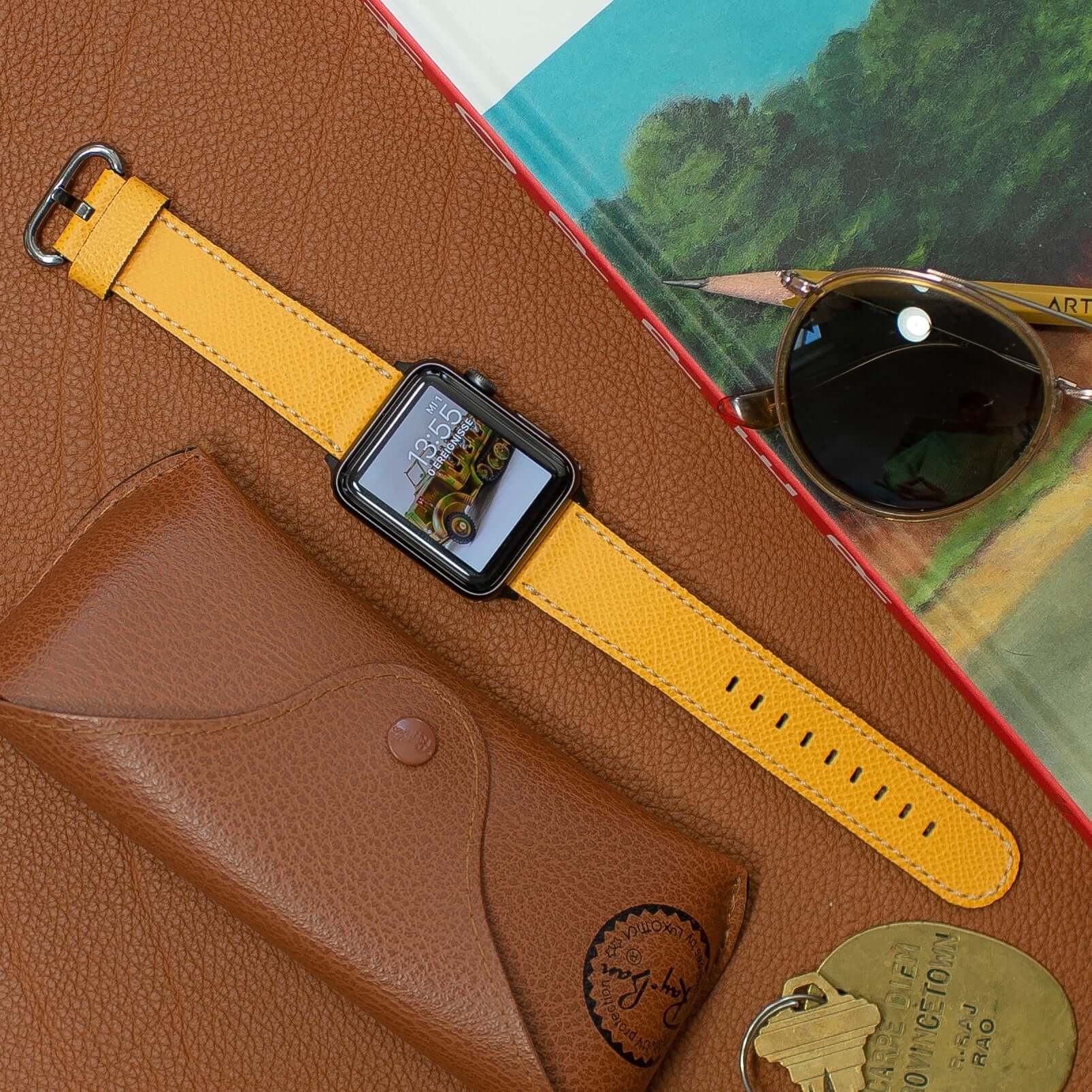 Luxuriöses Apple Watch Lederarmband Damen Cupertino Gelb - Image 13