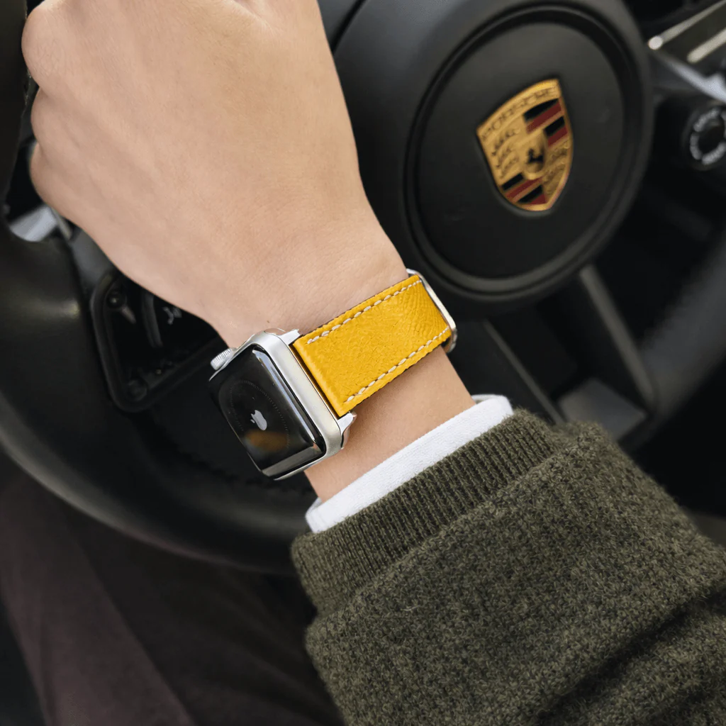 Luxuriöses Apple Watch Lederarmband Damen Cupertino Gelb - Image 3