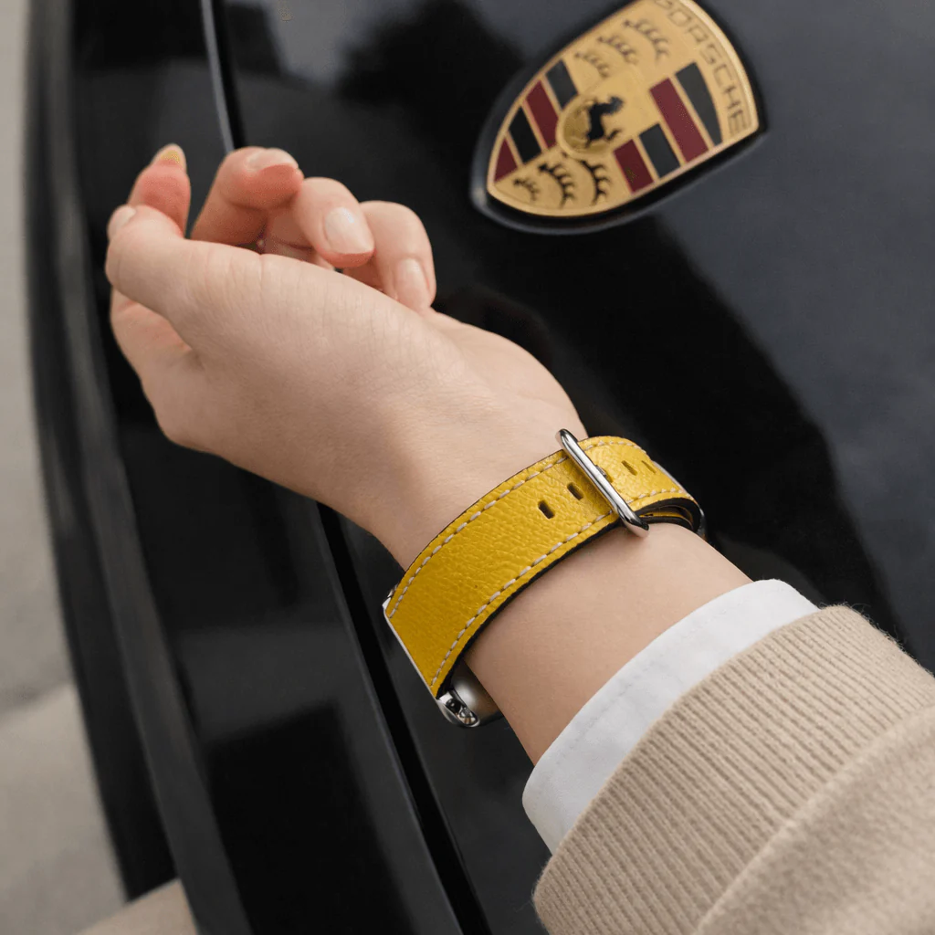 Luxuriöses Apple Watch Lederarmband Damen Cupertino Gelb - Image 4