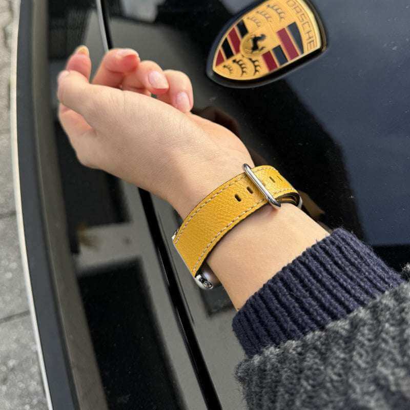 Luxuriöses Apple Watch Lederarmband Damen Cupertino Gelb - Image 8