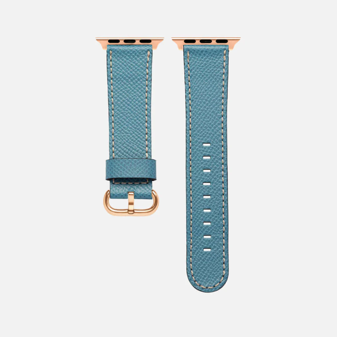 Luxuriöses Apple Watch Lederarmband Damen Cupertino Hellblau - Image 14