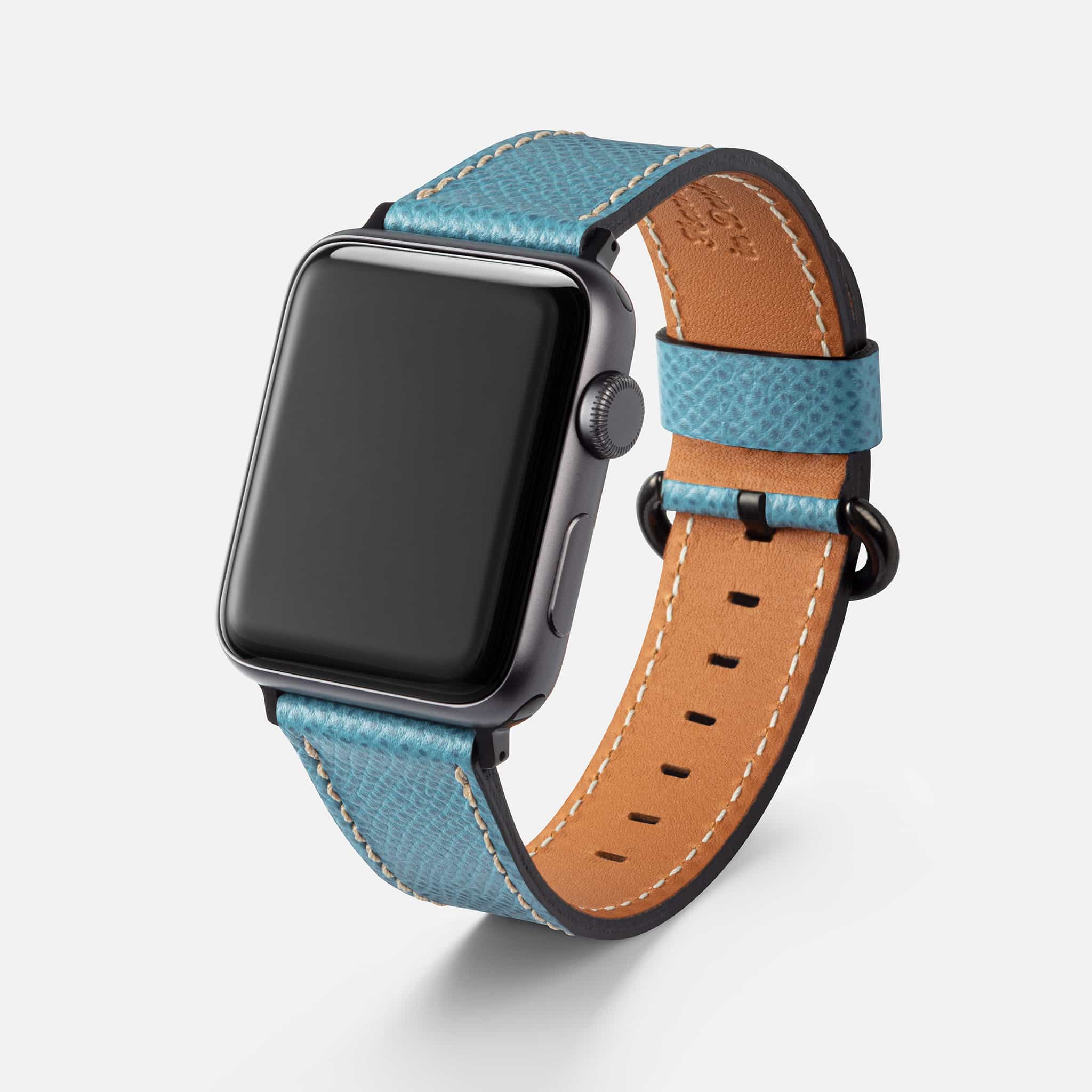 Luxuriöses Apple Watch Lederarmband Damen Cupertino Hellblau - Image 3