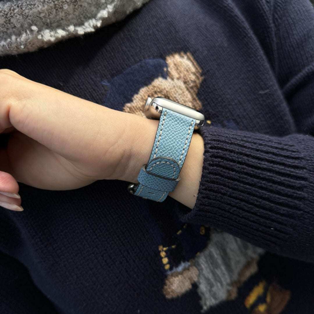 Luxuriöses Apple Watch Lederarmband Damen Cupertino Hellblau - Image 4